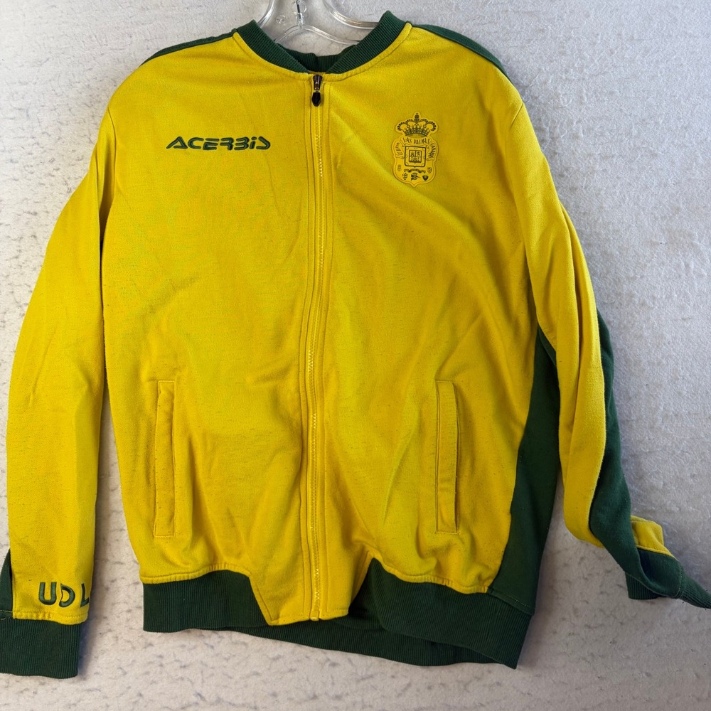 Acerbis UD Las Palmas‎ Track Jacket Mens Medium Yellow Green Soccer Full Zip